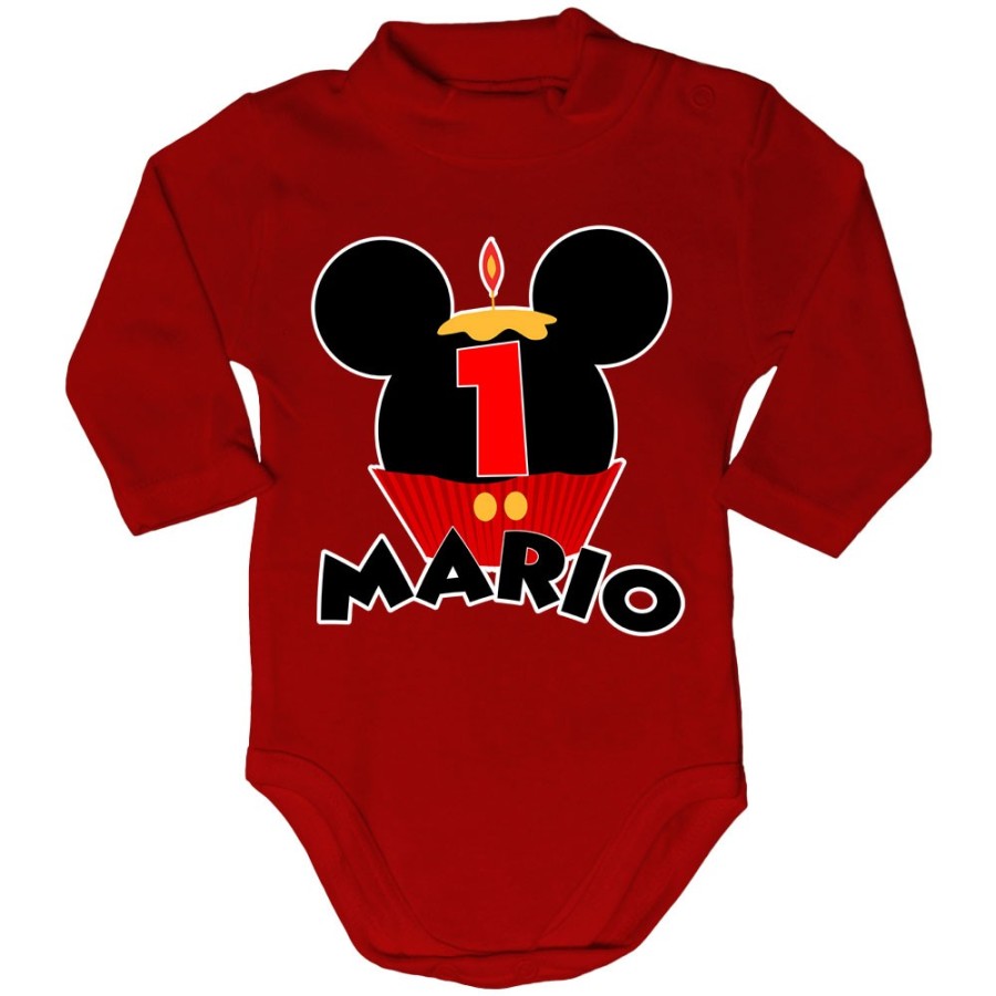 Body lupetto neonato personalizzato con nome festa a tema topolino cupcake Compleanno