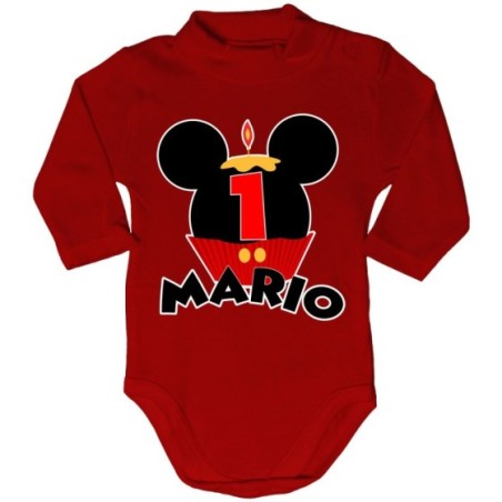 Body lupetto neonato personalizzato con nome festa a tema topolino cupcake Compleanno