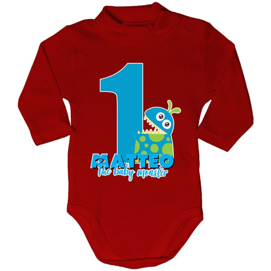 Body lupetto neonato personalizzato con nome festa a tema monster e co Compleanno