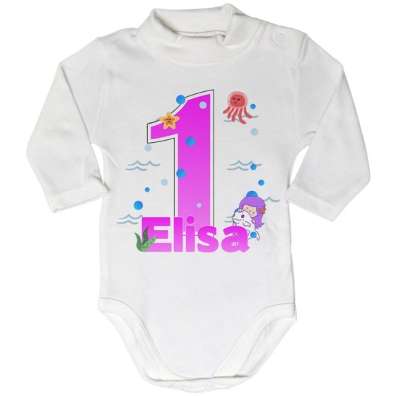 Body lupetto neonato personalizzato con nome festa a tema oceano Compleanno