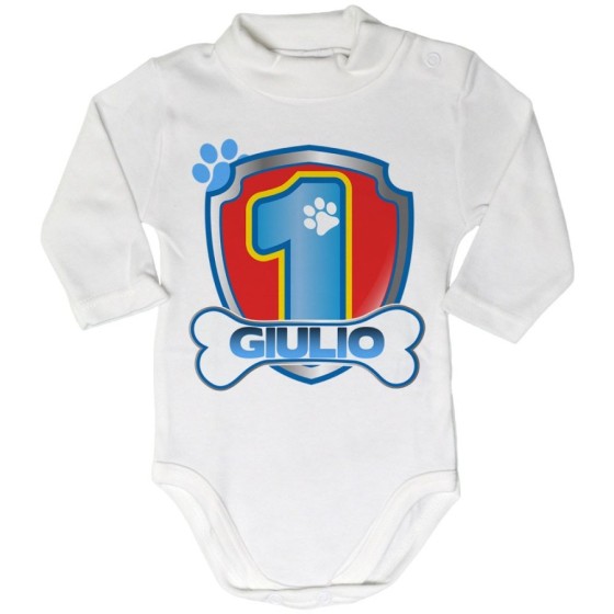 Body lupetto neonato personalizzato con nome festa a tema paw patrol Compleanno