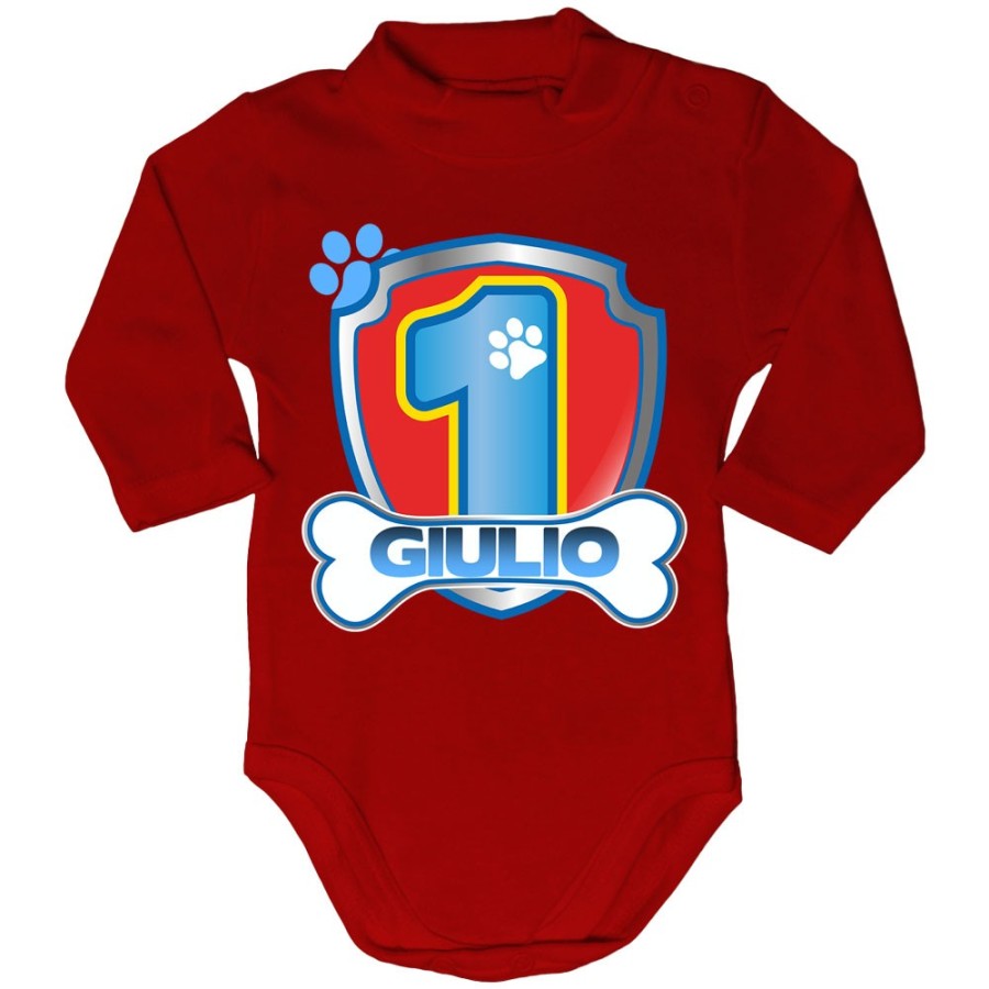Body lupetto neonato personalizzato con nome festa a tema paw patrol Compleanno