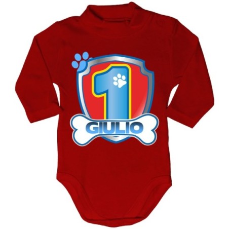 Body lupetto neonato personalizzato con nome festa a tema paw patrol Compleanno