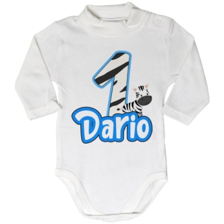 Body lupetto neonato personalizzato con nome festa a tema zebra Compleanno