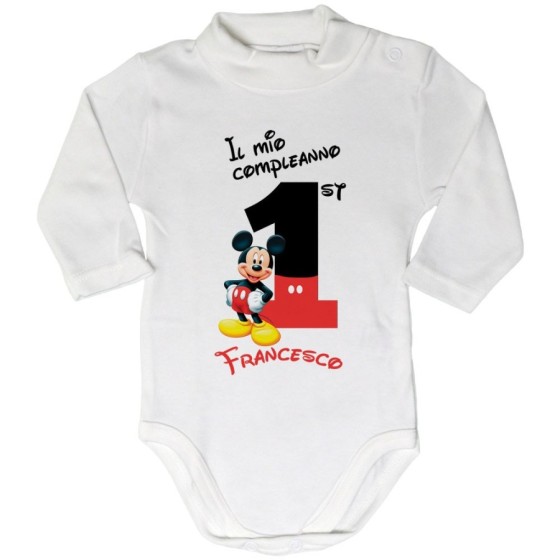 Body lupetto neonato personalizzato con nome festa a tema topolino Compleanno