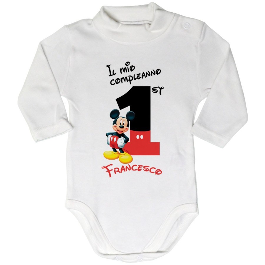 Body lupetto neonato personalizzato con nome festa a tema topolino Compleanno
