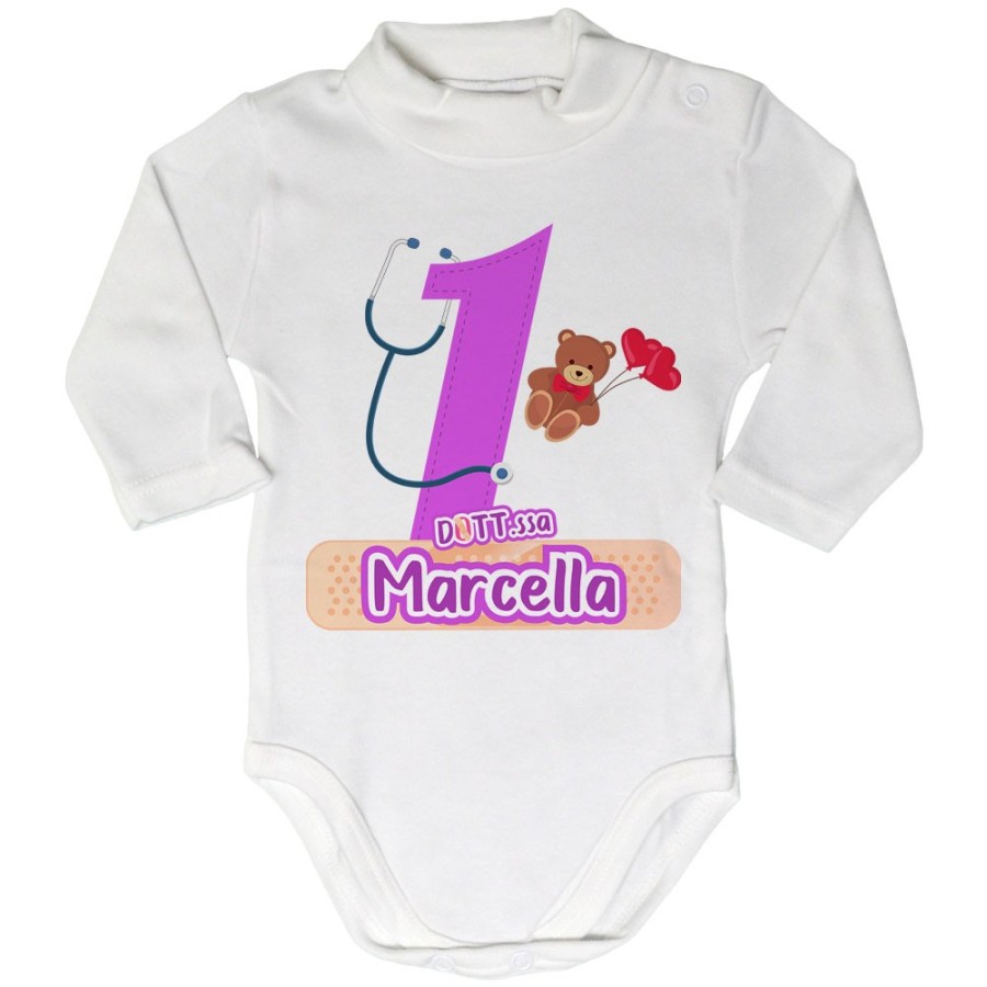 Body lupetto neonato personalizzato con nome festa a tema dottoressa peluche Compleanno