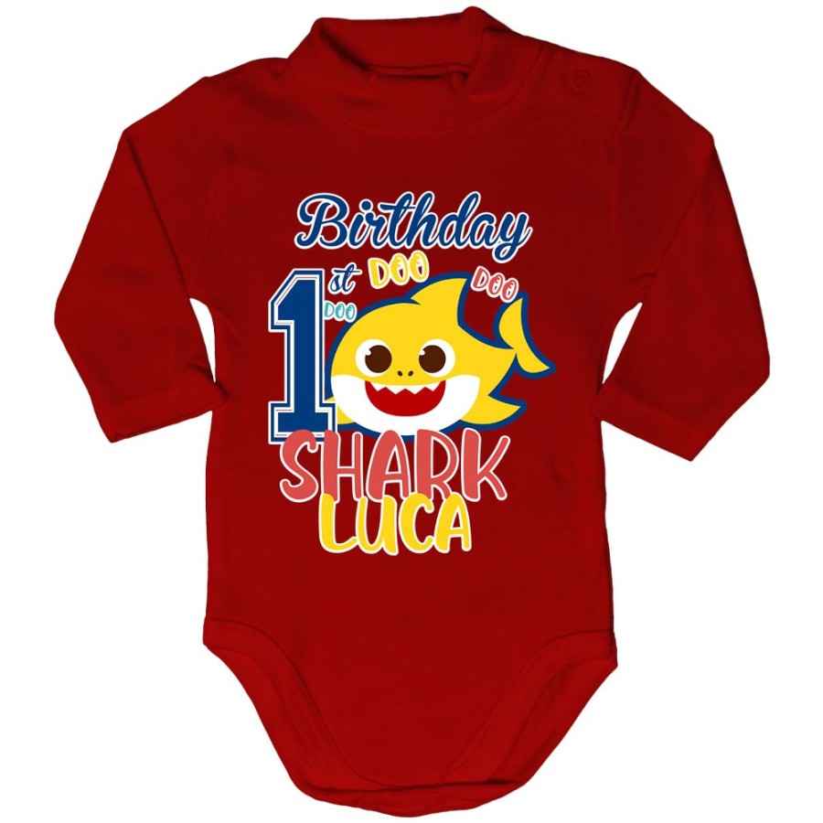 Body lupetto neonato personalizzato con nome festa a tema piccolo squaletto Compleanno