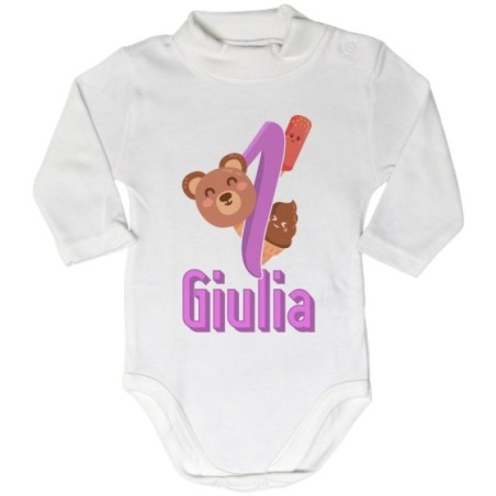 Body lupetto neonato personalizzato con nome festa a tema...