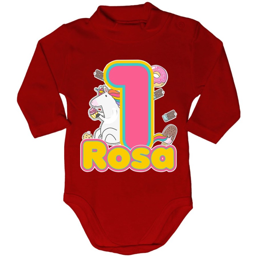 Body lupetto neonato personalizzato con nome festa a tema unicorno con dolciumi Compleanno