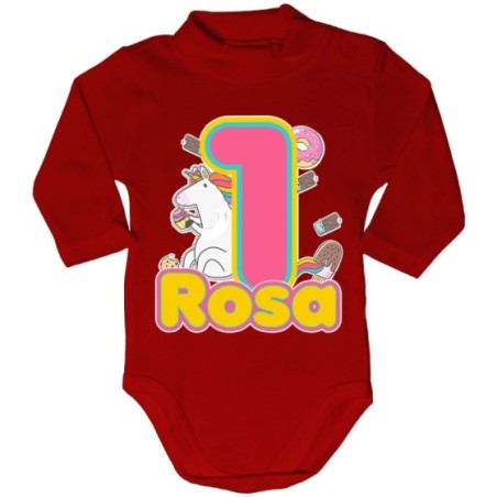 Body lupetto neonato personalizzato con nome festa a tema unicorno con dolciumi Compleanno