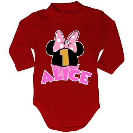 Body lupetto neonato personalizzato con nome festa a tema minnie cupcake Compleanno