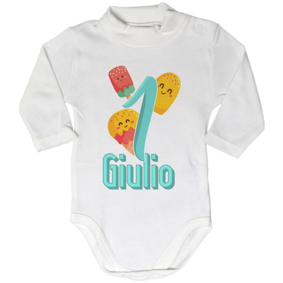 Body lupetto neonato personalizzato con nome festa a tema gelato Compleanno
