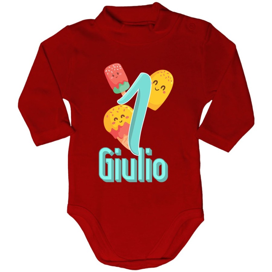 Body lupetto neonato personalizzato con nome festa a tema gelato Compleanno