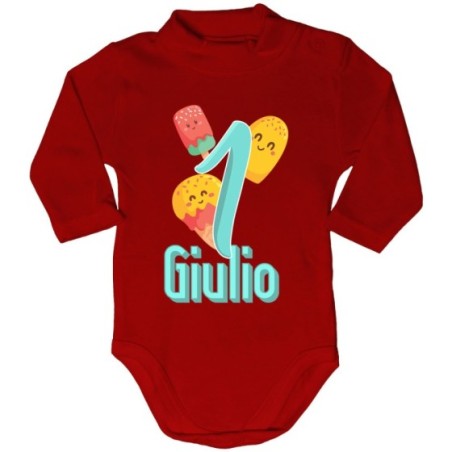 Body lupetto neonato personalizzato con nome festa a tema gelato Compleanno