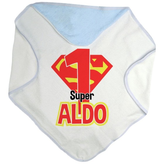 Accappatoio neonato personalizzato con nome festa a tema superman Compleanno