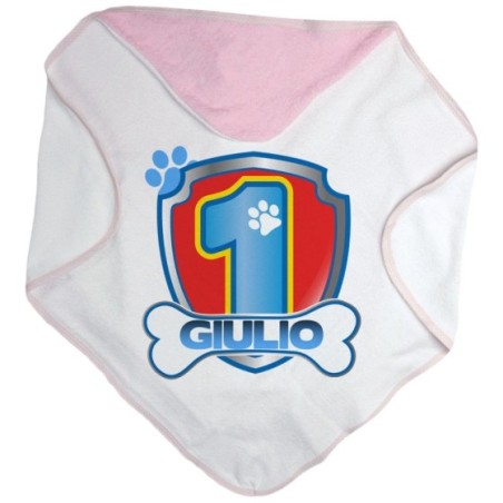 Accappatoio neonato personalizzato con nome festa a tema paw patrol Compleanno