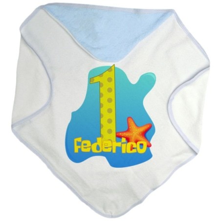Accappatoio neonato personalizzato con nome festa a tema...