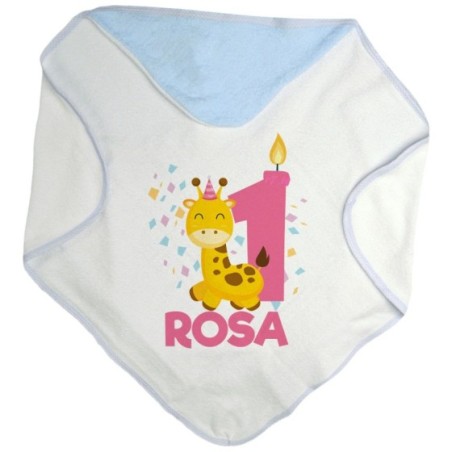 Accappatoio neonato personalizzato con nome festa a tema giraffa e coriandoli Compleanno