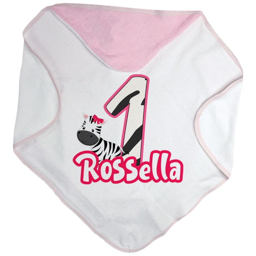 Accappatoio neonato personalizzato con nome festa a tema zebra Compleanno