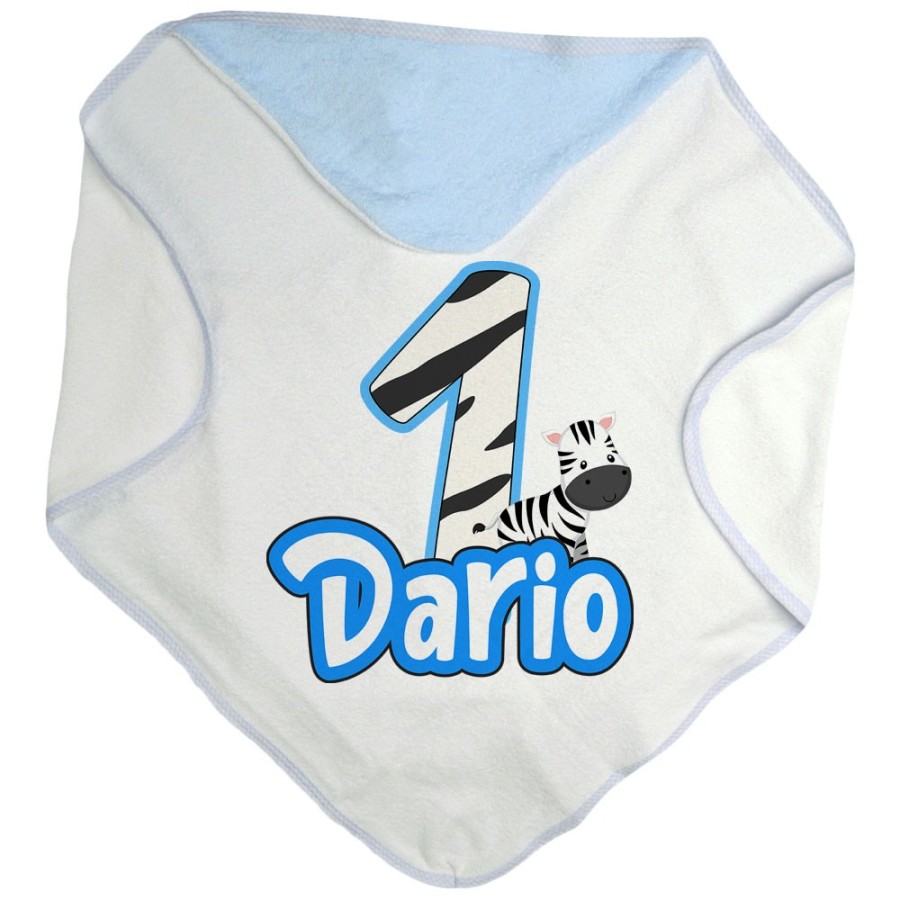 Accappatoio neonato personalizzato con nome festa a tema zebra Compleanno