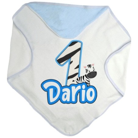Accappatoio neonato personalizzato con nome festa a tema zebra Compleanno