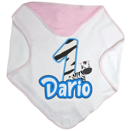 Accappatoio neonato personalizzato con nome festa a tema zebra Compleanno