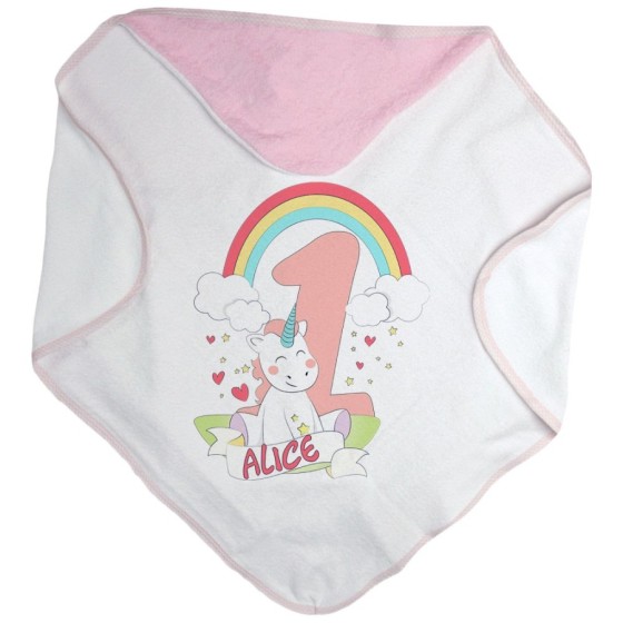 Accappatoio neonato personalizzato con nome festa a tema unicorno Compleanno