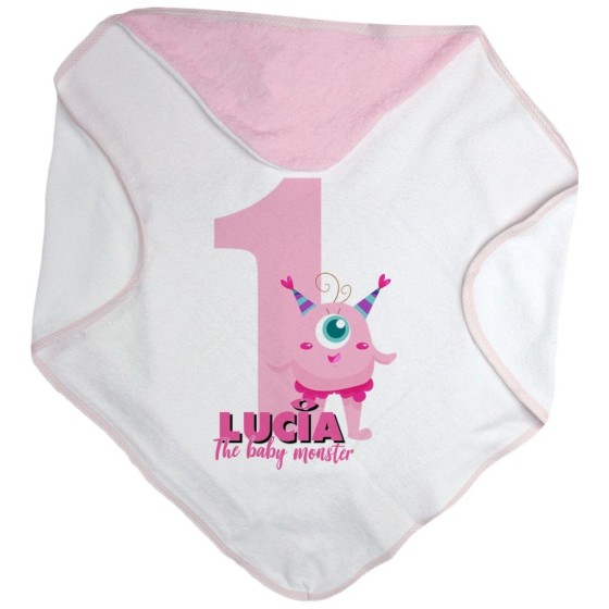 Accappatoio neonato personalizzato con nome festa a tema monster e co Compleanno