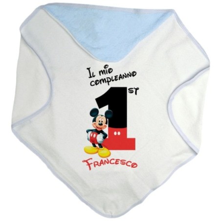 Accappatoio neonato personalizzato con nome festa a tema...