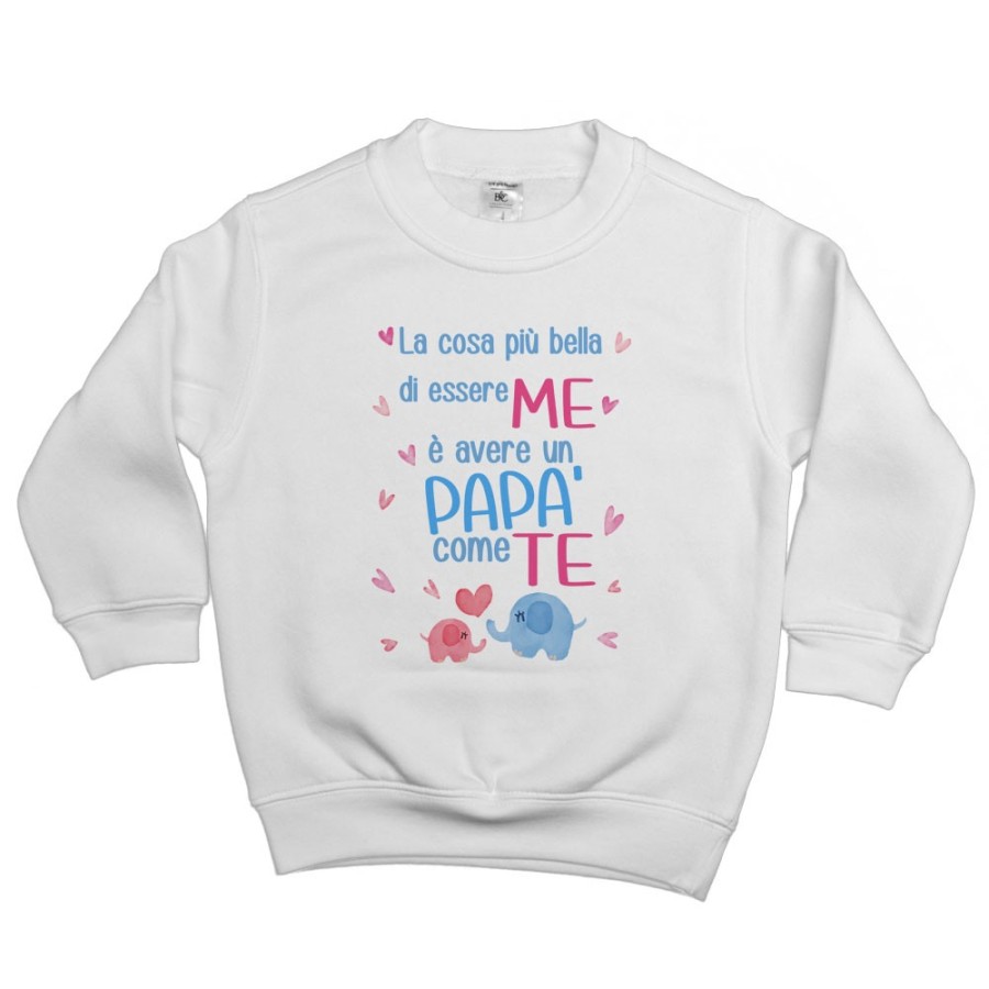 Felpa bambino la cosa più bella di essere me è avere un papà come te con elefantini Per il papà