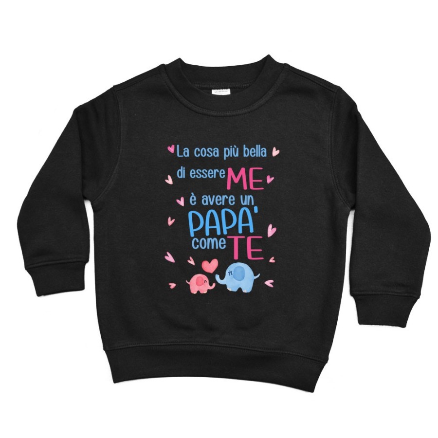Felpa bambino la cosa più bella di essere me è avere un papà come te con elefantini Per il papà
