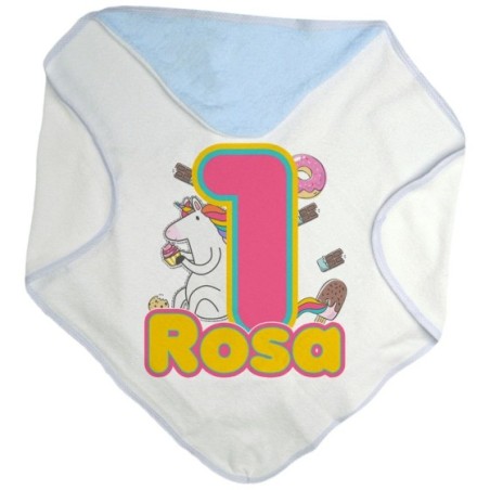 Accappatoio neonato personalizzato con nome festa a tema unicorno con dolciumi Compleanno