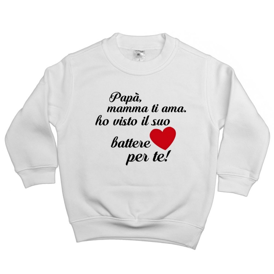 Felpa bambino papà mamma ti ama ho visto il suo cuore battere per te Per il papà