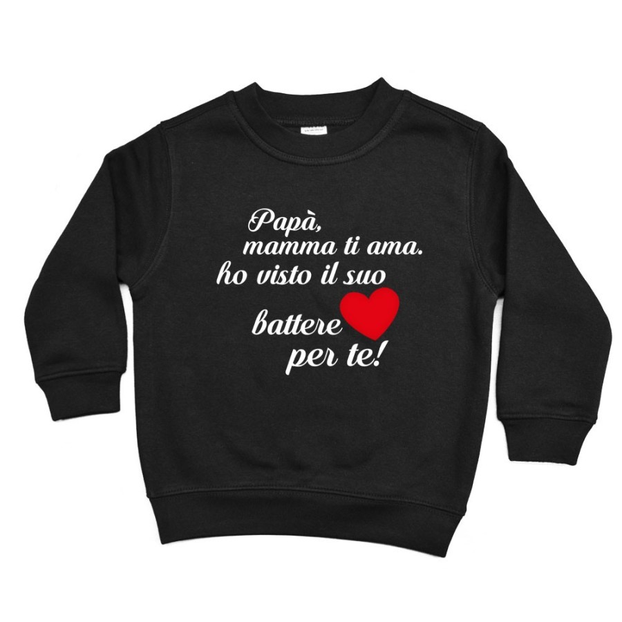 Felpa bambino papà mamma ti ama ho visto il suo cuore battere per te Per il papà