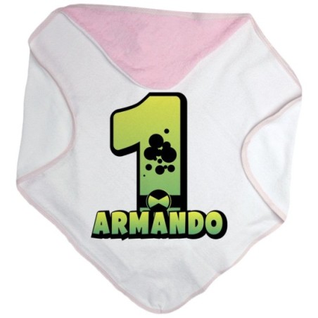 Accappatoio neonato personalizzato con nome festa a tema ben 10 Compleanno