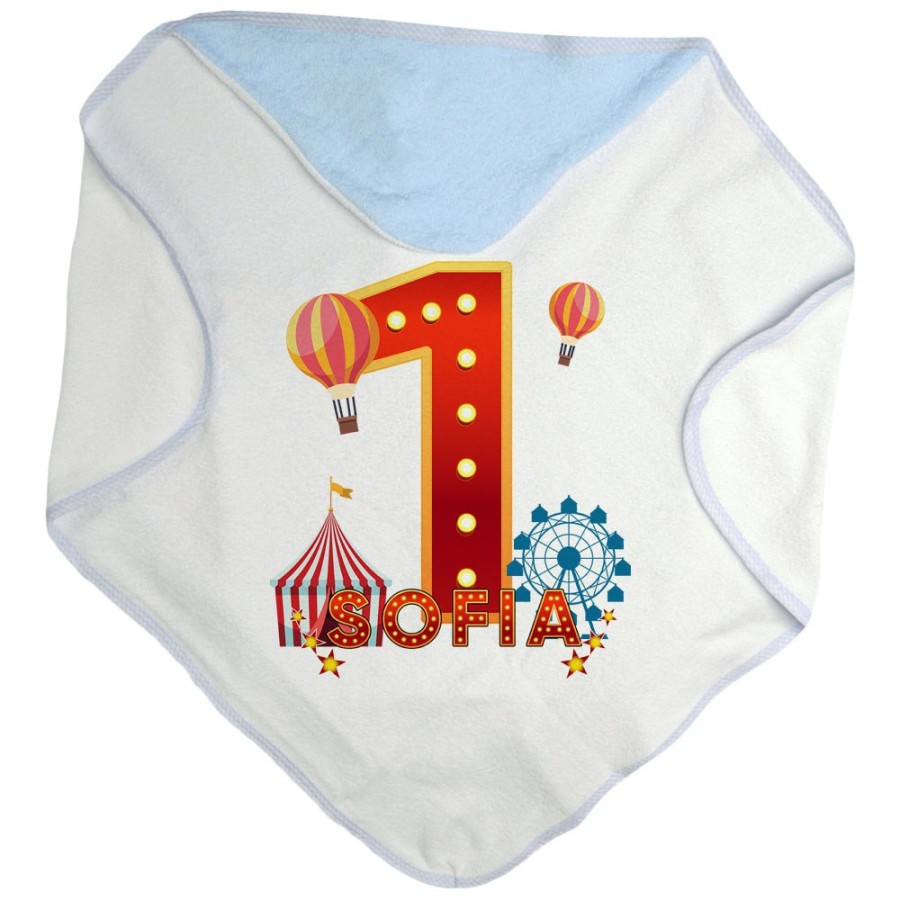 Accappatoio neonato personalizzato con nome festa a tema circo Compleanno