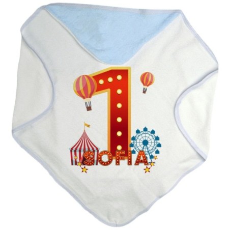 Accappatoio neonato personalizzato con nome festa a tema circo Compleanno