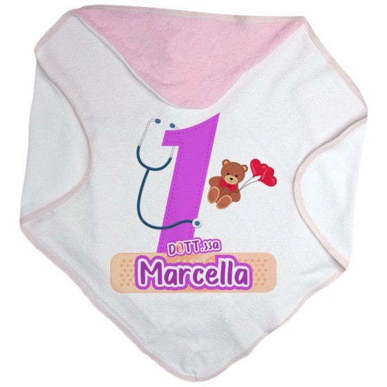 Accappatoio neonato personalizzato con nome festa a tema dottoressa peluche Compleanno