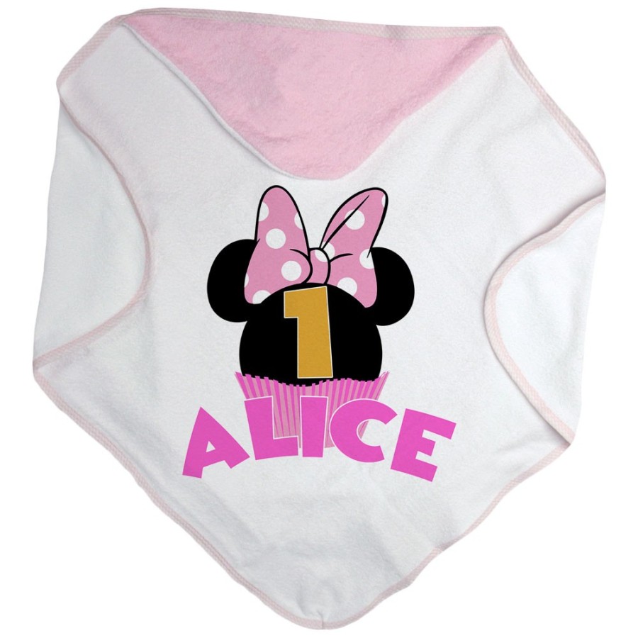 Accappatoio neonato personalizzato con nome festa a tema minnie cupcake Compleanno