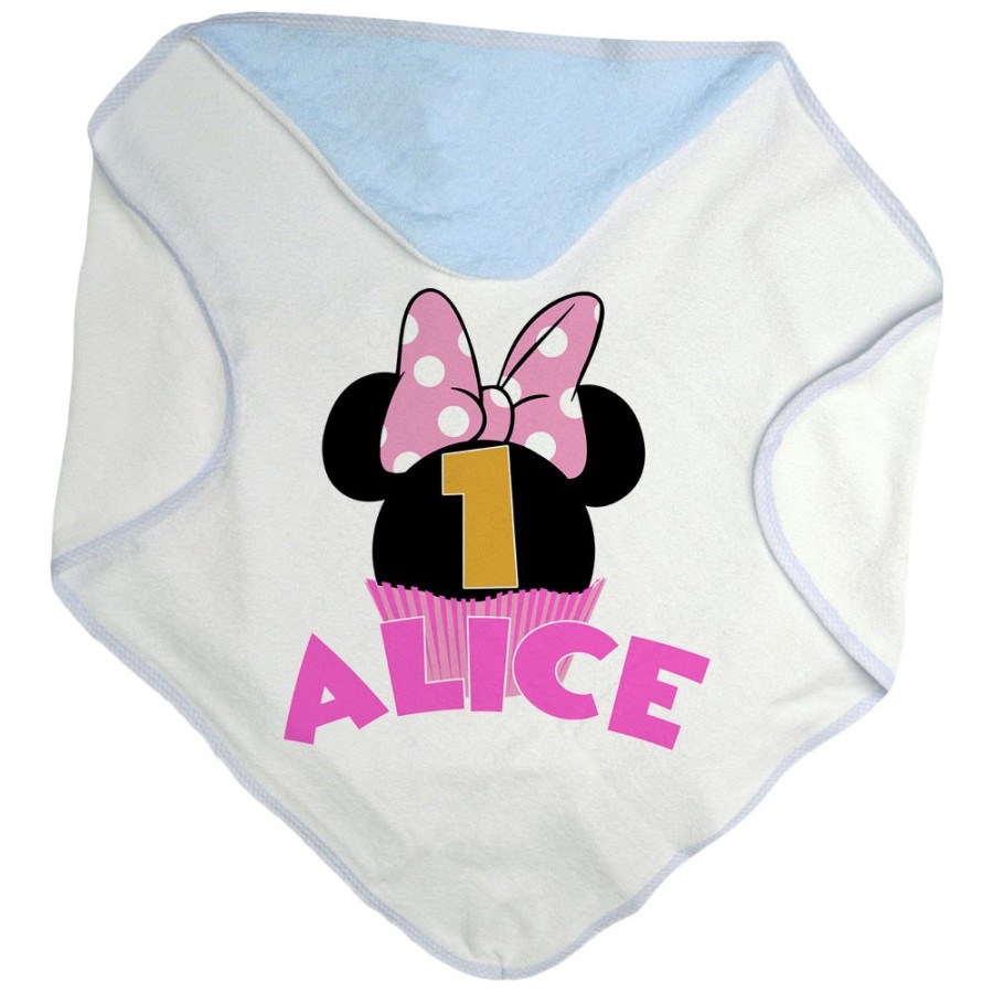 Accappatoio neonato personalizzato con nome festa a tema minnie cupcake Compleanno