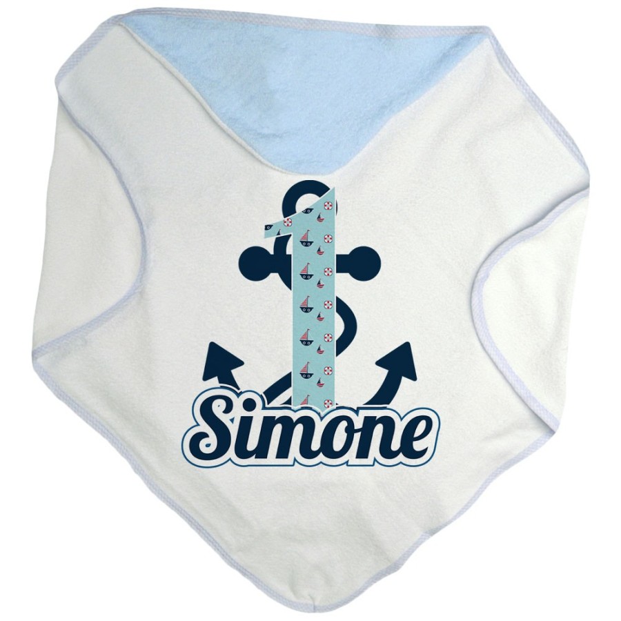 Accappatoio neonato personalizzato con nome festa a tema ancora Compleanno