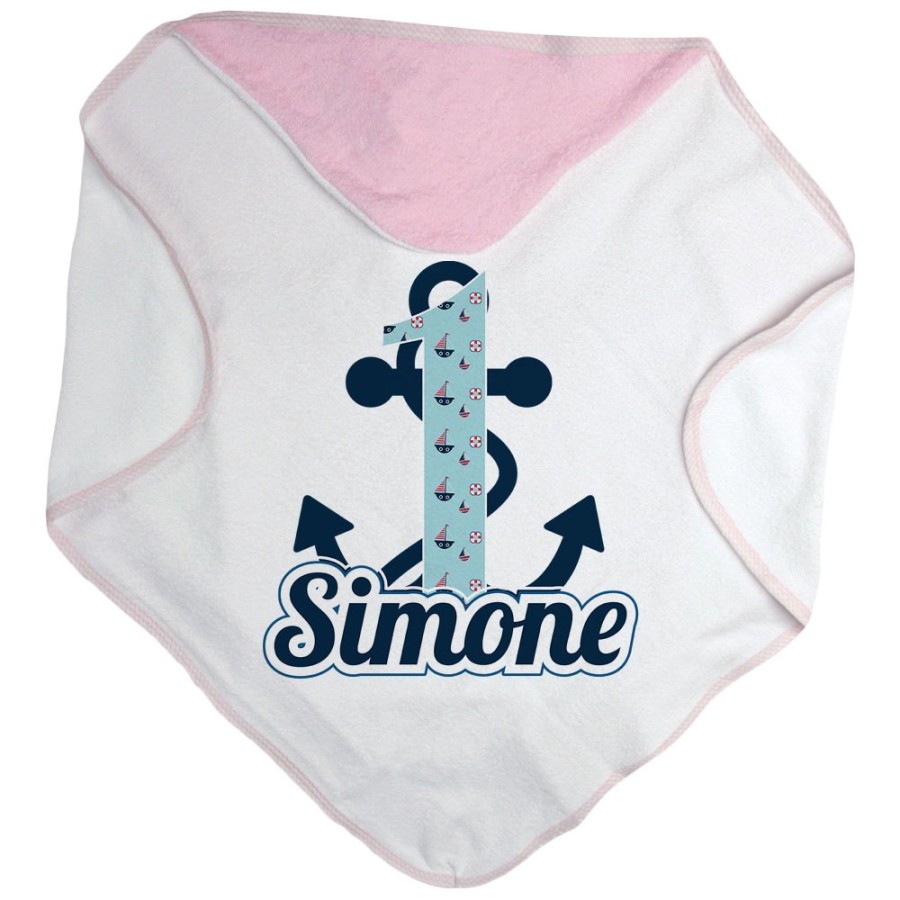 Accappatoio neonato personalizzato con nome festa a tema ancora Compleanno