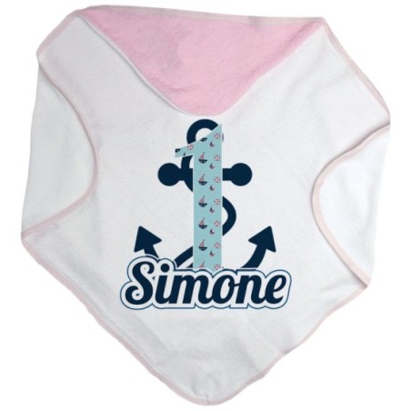 Accappatoio neonato personalizzato con nome festa a tema ancora Compleanno