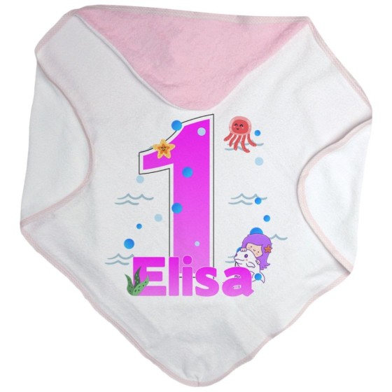 Accappatoio neonato personalizzato con nome festa a tema oceano Compleanno