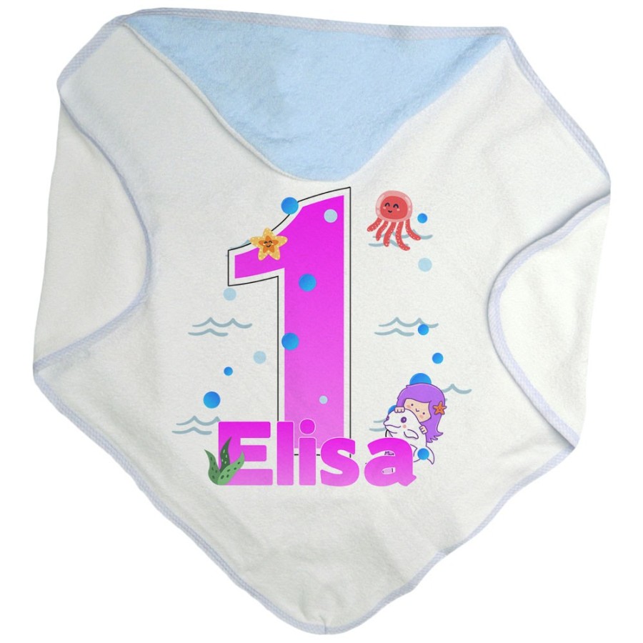Accappatoio neonato personalizzato con nome festa a tema oceano Compleanno