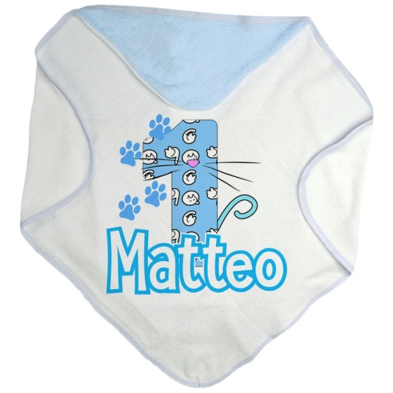 Accappatoio neonato personalizzato con nome festa a tema gattini Compleanno