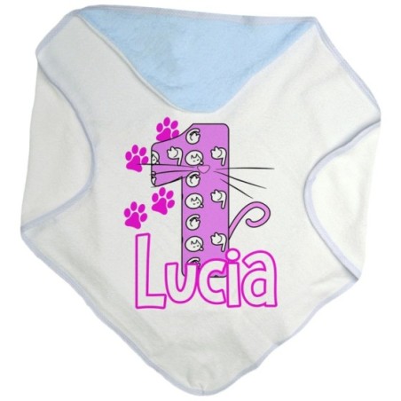 Accappatoio neonato personalizzato con nome festa a tema gattini Compleanno