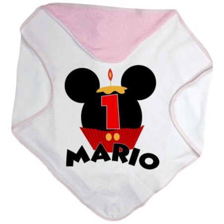 Accappatoio neonato personalizzato con nome festa a tema topolino cupcake Compleanno