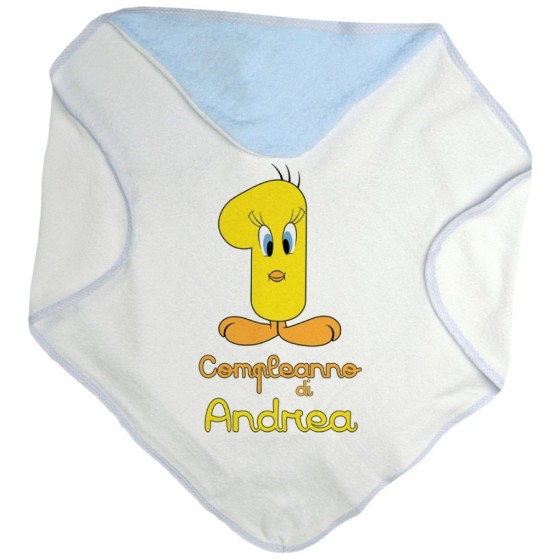 Accappatoio neonato personalizzato con nome festa a tema titti Compleanno